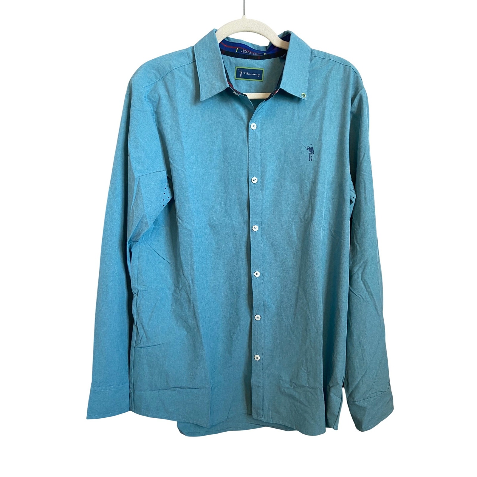 William Murray Golf Mens Button Down Shirt Blue Size Medium